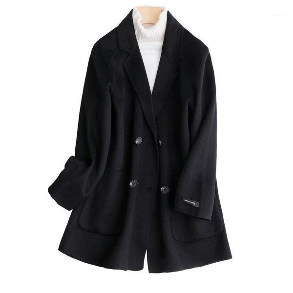 women's wool & blends 2021 autumn and winter ladies slim fashion short double-sided cashmere small suit trend coat, Black
women's wool & blends 2021 autumn and winter ladies slim fashion short double-sided cashmere small suit trend coat, Black