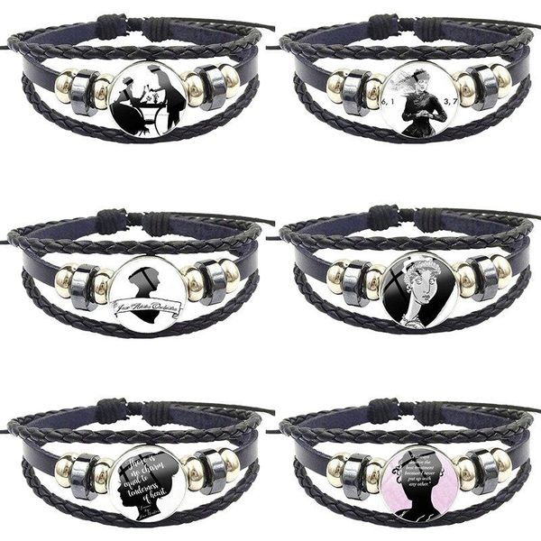 charm bracelets jane austen for women jewellery retro style jewelry with plated glass cabochon black leather bracelet bangle, Golden;silver
charm bracelets jane austen for women jewellery retro style jewelry with plated glass cabochon black leather bracelet bangle, Golden;silver