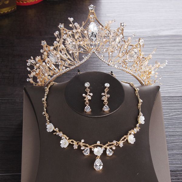 jewelry set bridal headdress crown necklace earrings three piece handmade crystal diamond crown, Slivery;golden
jewelry set bridal headdress crown necklace earrings three piece handmade crystal diamond crown, Slivery;golden