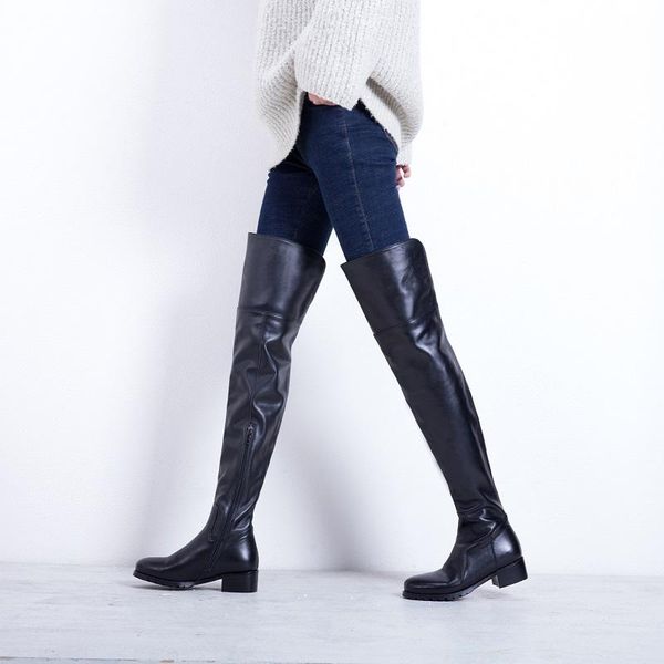 over-the-knee high boots leather+stretch ladies shoes 3.5 cm square heel modern girls footwear tpr bottom arrive, Black
over-the-knee high boots leather+stretch ladies shoes 3.5 cm square heel modern girls footwear tpr bottom arrive, Black