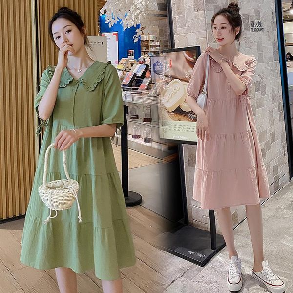5908# 2021 summer korean fashion cotton maternity dress sweet lovely loose straight clothes for pregnant women pregnancy nursing dresses, White
5908# 2021 summer korean fashion cotton maternity dress sweet lovely loose straight clothes for pregnant women pregnancy nursing dresses, White