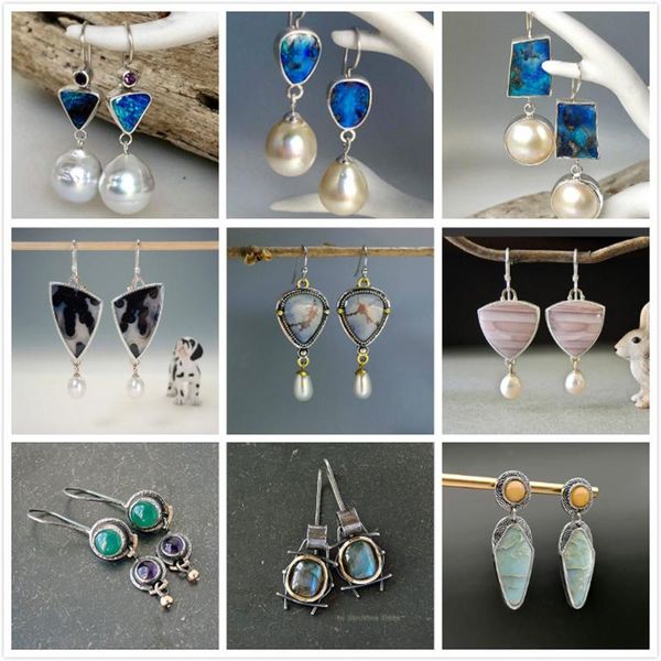 dangle & chandelier trendy bohemia earrings for womem natural stone artificial agate pearl luxury elegant geometric jewelry accessory, Silver
dangle & chandelier trendy bohemia earrings for womem natural stone artificial agate pearl luxury elegant geometric jewelry accessory, Silver