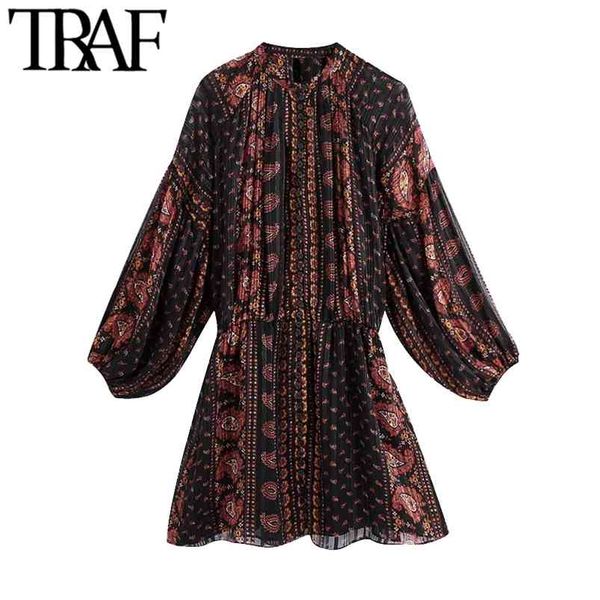 women fashion with buttons paisley print mini dress vintage puff sleeve elastic waist female dresses vestidos 210507, Black;gray
women fashion with buttons paisley print mini dress vintage puff sleeve elastic waist female dresses vestidos 210507, Black;gray