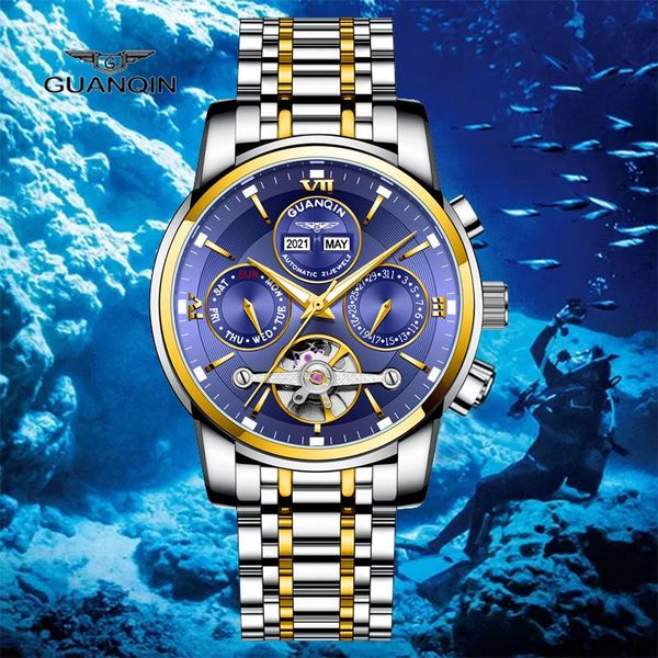 wristwatches guanqin mechanical automatic watch tourbillon men's multi-function chronograph business and sports 30m waterproof calendar, Slivery;brown
wristwatches guanqin mechanical automatic watch tourbillon men's multi-function chronograph business and sports 30m waterproof calendar, Slivery;brown