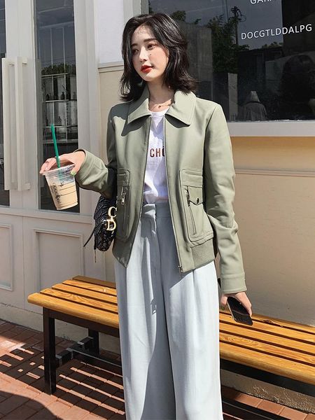 women's leather & faux short genuine sheepskin coat women 2021 korean clothes motorcycle jacket chaqueta mujer b22d02045 kj5265, Black
women's leather & faux short genuine sheepskin coat women 2021 korean clothes motorcycle jacket chaqueta mujer b22d02045 kj5265, Black