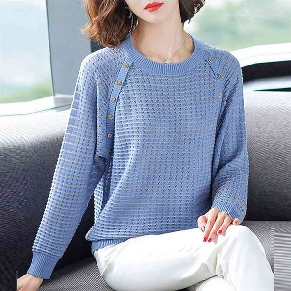 button patchwork hollow out o-neck knitted pullovers women loose stripes thin sweaters female plus size long sleeve spring 210522, White;black
button patchwork hollow out o-neck knitted pullovers women loose stripes thin sweaters female plus size long sleeve spring 210522, White;black