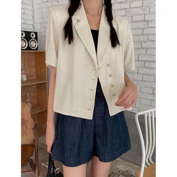 women's suits & blazers pure female south korea dongdamen 2021 summer cotton suit coat loose casual small top, White;black
women's suits & blazers pure female south korea dongdamen 2021 summer cotton suit coat loose casual small top, White;black