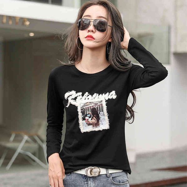 women's t-shirt shintimes cartoon appliques t shirt women clothes korean fashion autumn cotton long sleeve woman tshirt femme 08vz, White
women's t-shirt shintimes cartoon appliques t shirt women clothes korean fashion autumn cotton long sleeve woman tshirt femme 08vz, White