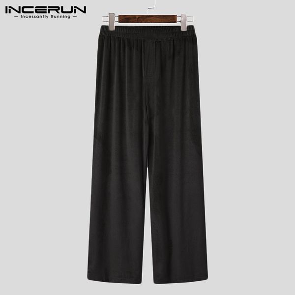 men's incerun leisure wide leg elastic waist trousers loose pockets pantalon men solid straight pants streetwear s-5xl, Black
men's incerun leisure wide leg elastic waist trousers loose pockets pantalon men solid straight pants streetwear s-5xl, Black