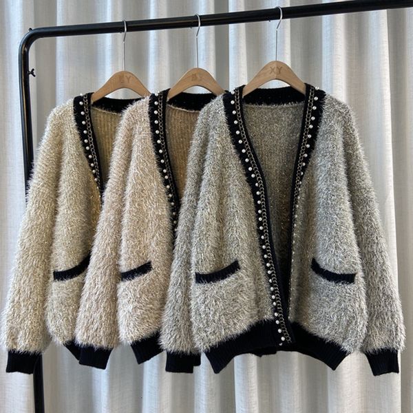 women's sweaters fashion nail bead knitted cardigan female bright wire outerwear fall winter knitwear all-match streetwear co, White;black
women's sweaters fashion nail bead knitted cardigan female bright wire outerwear fall winter knitwear all-match streetwear co, White;black