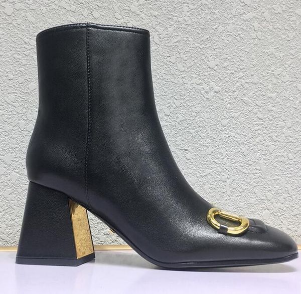 fashion luxury heels women's mid-heel ankle boot with horsebit toes genuine leather button high heeled coarse heel shoes lady shoe larg, Black
fashion luxury heels women's mid-heel ankle boot with horsebit toes genuine leather button high heeled coarse heel shoes lady shoe larg, Black