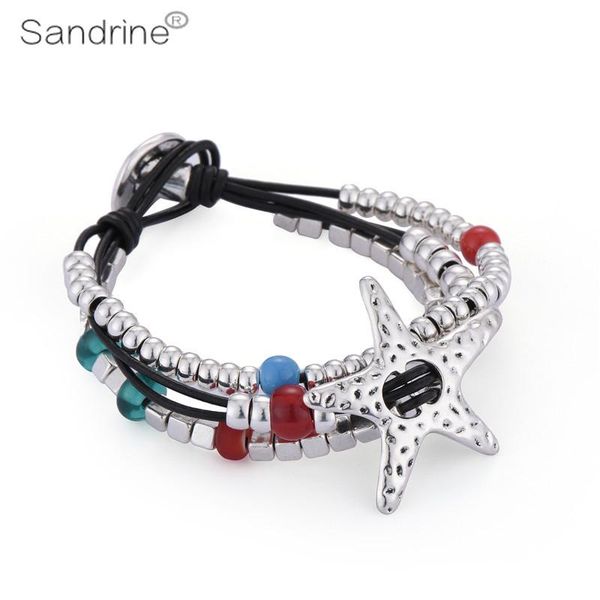 charm bracelets sandrine fashion jewelry multilayer starfish color beads matching leather bracelet for women men original design, Golden;silver
charm bracelets sandrine fashion jewelry multilayer starfish color beads matching leather bracelet for women men original design, Golden;silver