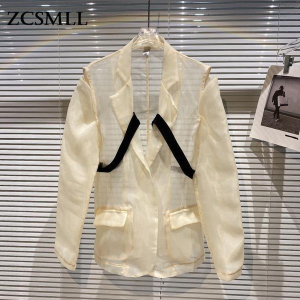women's suits & blazers zcsmll double pockets off-shoulder design lightweight mesh jacket tide 2021 autumn long sleeve perspective wome, White;black
women's suits & blazers zcsmll double pockets off-shoulder design lightweight mesh jacket tide 2021 autumn long sleeve perspective wome, White;black