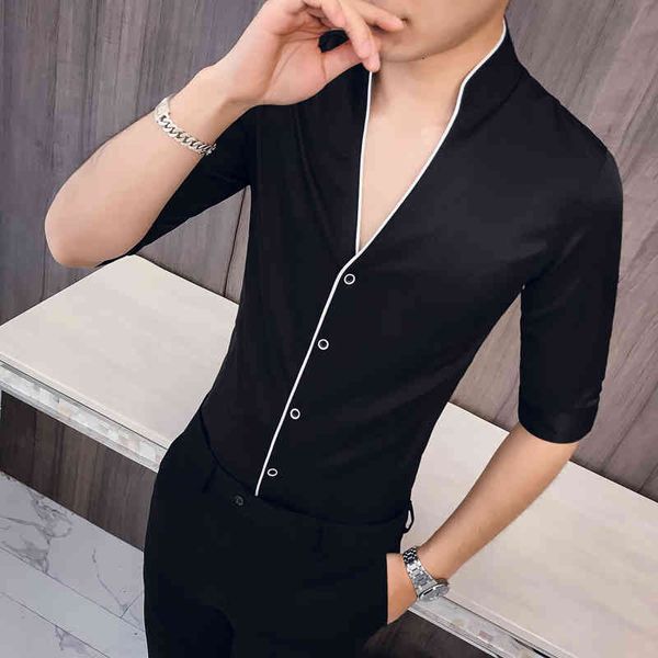 t shirts warm men's shirt sales fashion 2021 summer half man's streetwear fine fitting v neck casual for party tuxedo 3xl 3b44, White;black
t shirts warm men's shirt sales fashion 2021 summer half man's streetwear fine fitting v neck casual for party tuxedo 3xl 3b44, White;black
