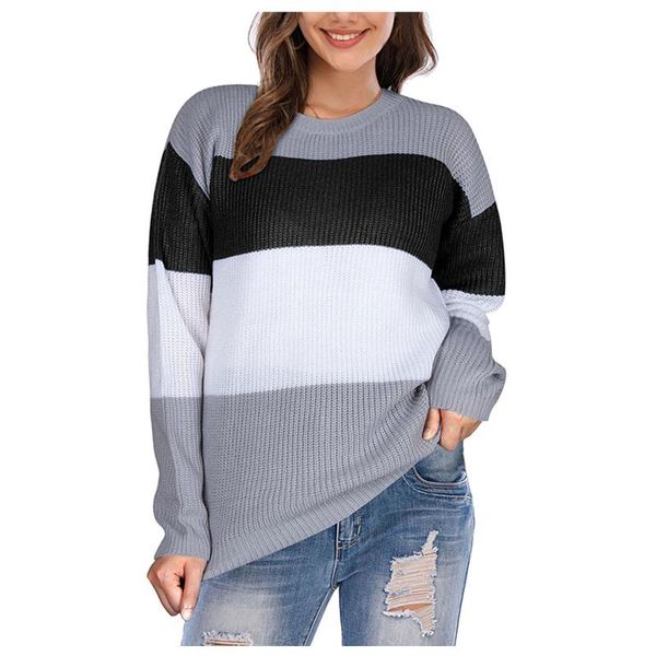 women's sweaters round neck retro long-sleeved sweater student tide wear knitted korean autumn winter warm striped pullovers, White;black
women's sweaters round neck retro long-sleeved sweater student tide wear knitted korean autumn winter warm striped pullovers, White;black