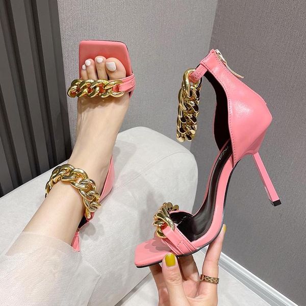 dress shoes 2021 women gladiator metal chain luxury sandals square head high heels decoration summer party sandal, Black
dress shoes 2021 women gladiator metal chain luxury sandals square head high heels decoration summer party sandal, Black