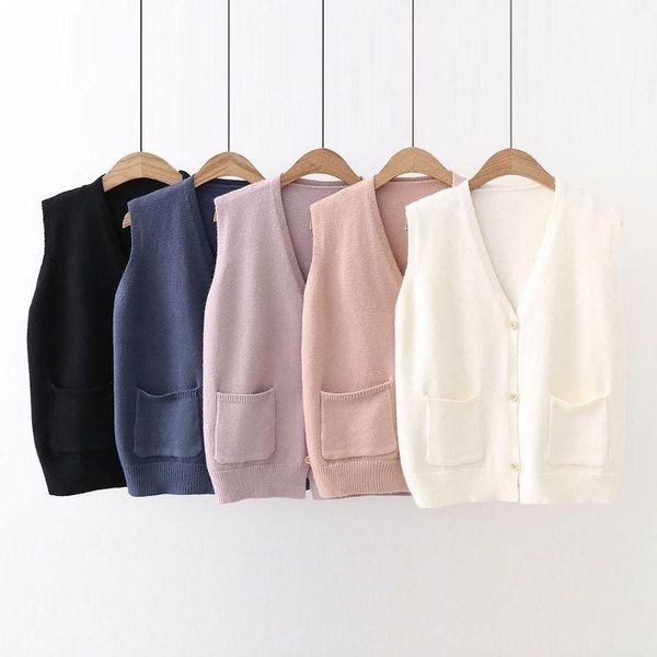 women's sweaters sweater vest women spring autumn korean loose thick students v-neck pocket single-breasted knitted cardigan woman coat, White;black
women's sweaters sweater vest women spring autumn korean loose thick students v-neck pocket single-breasted knitted cardigan woman coat, White;black