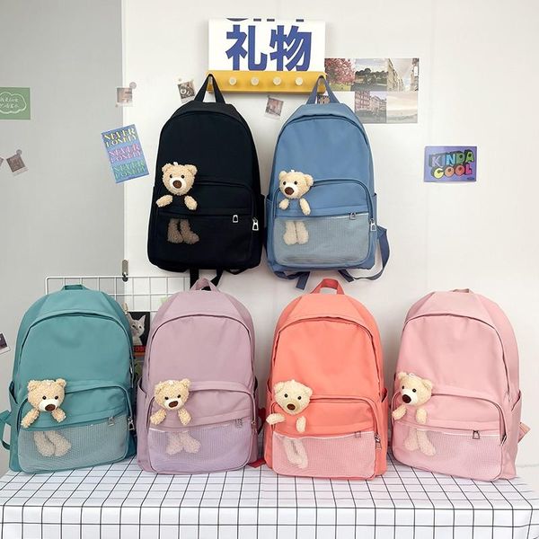 school bags summer harajuku style simple backpack cute cartoon bear book anti-theft backpacks