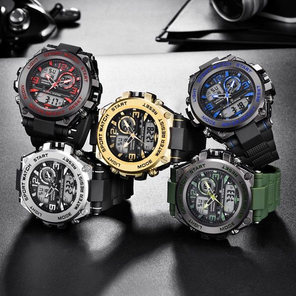 wristwatches brand men watches sports chronograph dial watch military dual time digital wristwatch relojes marcas, Slivery;brown
wristwatches brand men watches sports chronograph dial watch military dual time digital wristwatch relojes marcas, Slivery;brown