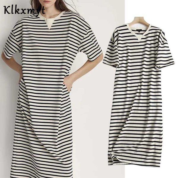 klkxmyt za dress women summer fashion stripe midi woman casual simple style short sleeve female party es vestido 210527, Black;gray
klkxmyt za dress women summer fashion stripe midi woman casual simple style short sleeve female party es vestido 210527, Black;gray