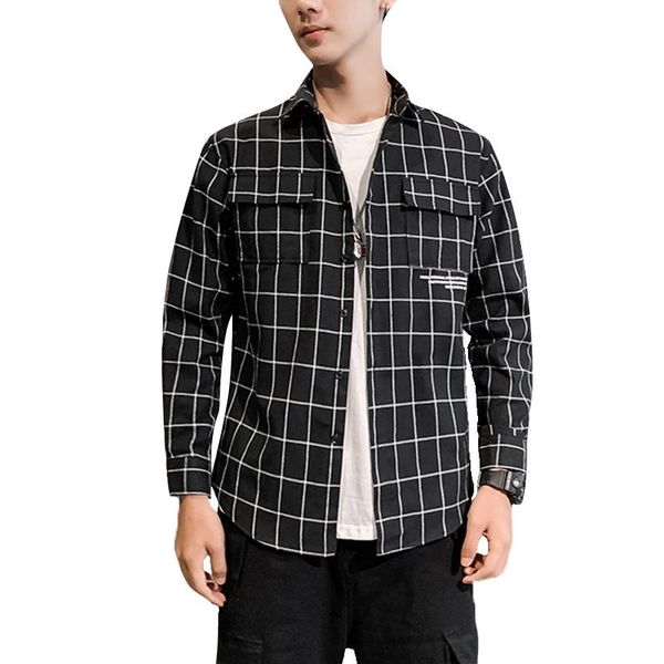 men's casual shirts long-sleeved plaid work shirt classic big pocket design office bank clothes high-quality clothing, White;black
men's casual shirts long-sleeved plaid work shirt classic big pocket design office bank clothes high-quality clothing, White;black
