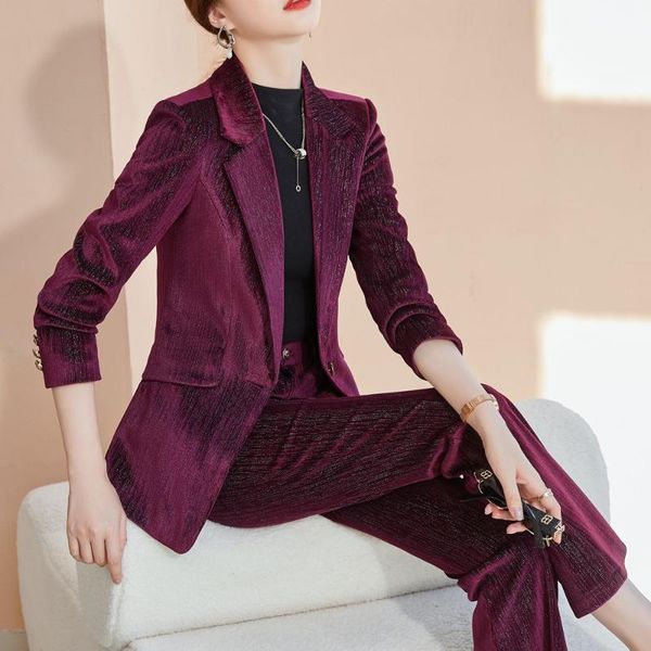 women's two piece pants jacket and set 2 pieces suit coat trousers blue velvet autumn winter office work, White
women's two piece pants jacket and set 2 pieces suit coat trousers blue velvet autumn winter office work, White