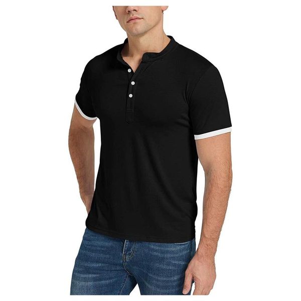 men's t-shirts casual summer solid short sleeve business slim button tshirt v-neck men clothing streetwear tee, White;black
men's t-shirts casual summer solid short sleeve business slim button tshirt v-neck men clothing streetwear tee, White;black