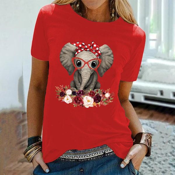 women's t-shirt summer short-sleeved ladies fashion casual large size sunflower elephant print o-neck loose t-shirts, White
women's t-shirt summer short-sleeved ladies fashion casual large size sunflower elephant print o-neck loose t-shirts, White