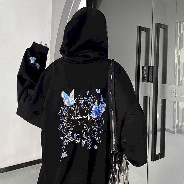 women's t-shirt early autumn national tide brand hoodie butterfly men and women with the same loose lovers sweater casual all-match, White
women's t-shirt early autumn national tide brand hoodie butterfly men and women with the same loose lovers sweater casual all-match, White