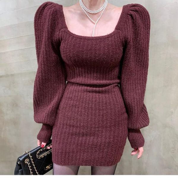 casual dresses temperament knitted dress 2021 autumn and winter high waist slim puff sleeve fashionable women's clothing, Black;gray
casual dresses temperament knitted dress 2021 autumn and winter high waist slim puff sleeve fashionable women's clothing, Black;gray