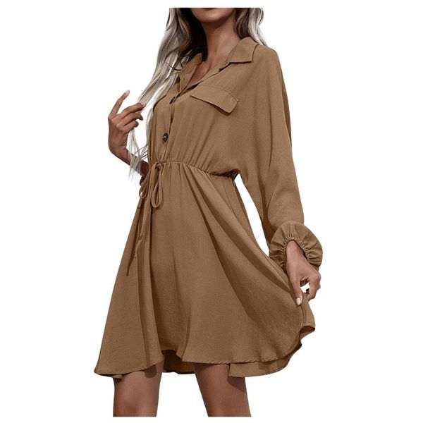 casual dresses women dress summer elegant solid color long lantern sleeve button up pockets shirt midi streetwear robe, Black;gray
casual dresses women dress summer elegant solid color long lantern sleeve button up pockets shirt midi streetwear robe, Black;gray