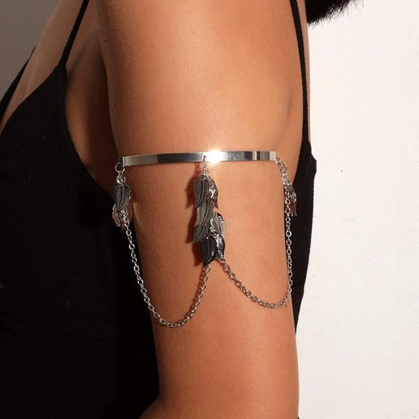bangle vintage metal leaf pendant adjustable arm chain bracelets hand jewelry for women gold open upper armband cuff charms body, Black
bangle vintage metal leaf pendant adjustable arm chain bracelets hand jewelry for women gold open upper armband cuff charms body, Black