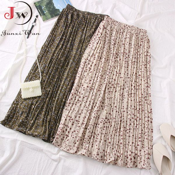 women summer floral print vintage pleated skirts high waist saias faldas korean elegant office ladies midi skirt beach wear 210510, Black
women summer floral print vintage pleated skirts high waist saias faldas korean elegant office ladies midi skirt beach wear 210510, Black