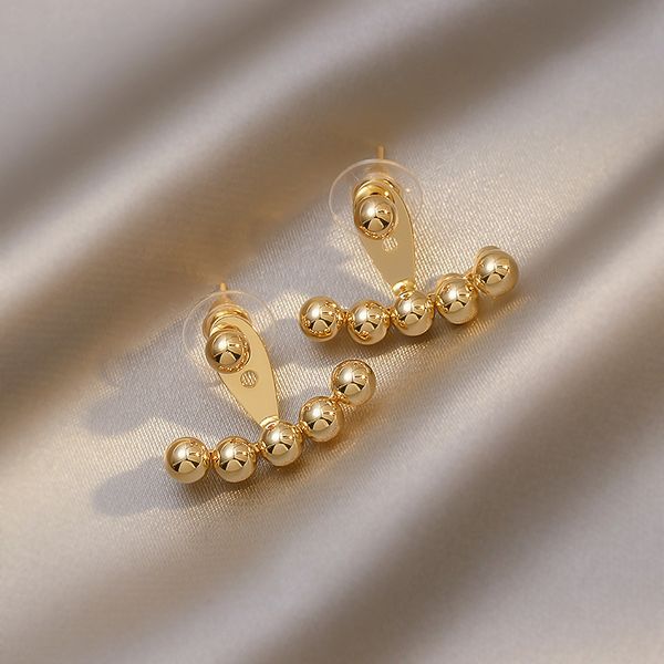 korean new trendy gold color beads ear studs charm lady earrings jewelry unusual gifts for women, Golden
korean new trendy gold color beads ear studs charm lady earrings jewelry unusual gifts for women, Golden