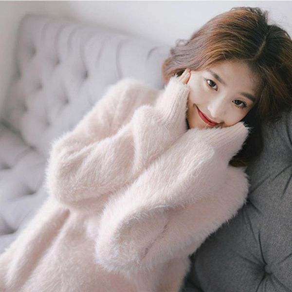 winter fluffy sweater women jumper loose pink blue turtleneck pull femme sweaters for knitted female women's, White;black
winter fluffy sweater women jumper loose pink blue turtleneck pull femme sweaters for knitted female women's, White;black