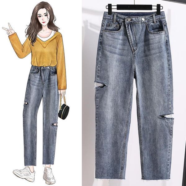 women's jeans fashion spring summer korean style women high waist ladies blue harem pants casual loose hole design denim
women's jeans fashion spring summer korean style women high waist ladies blue harem pants casual loose hole design denim