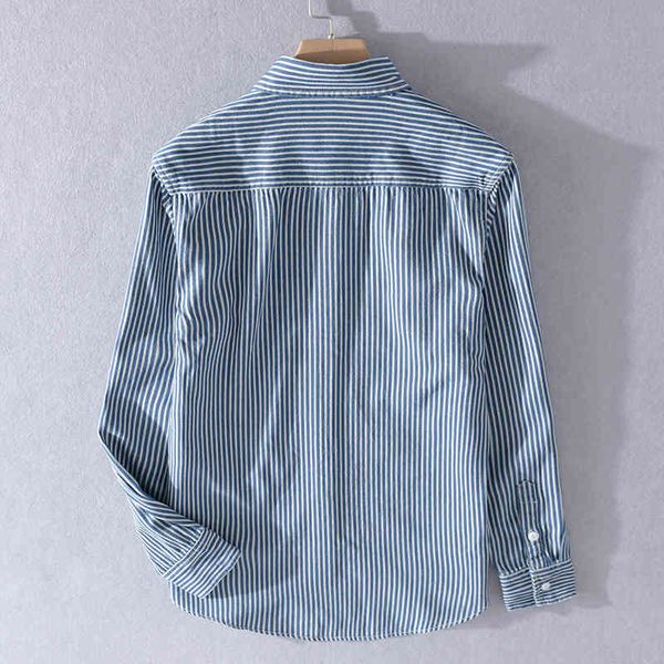 2021 100% cotton autumn stripe blue shirt long sleeve comfortable for men casual fashion striped shirts male camiseta cmq6, White
2021 100% cotton autumn stripe blue shirt long sleeve comfortable for men casual fashion striped shirts male camiseta cmq6, White