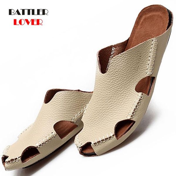 slippers quality genuine cow leather non-slip men beach sandals comfortable summer shoes mens classics flip flops, Black
slippers quality genuine cow leather non-slip men beach sandals comfortable summer shoes mens classics flip flops, Black