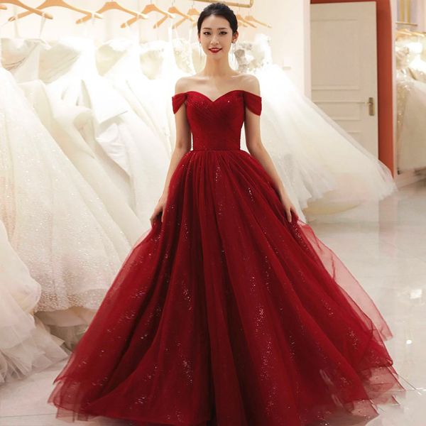 fancy off shoulder evening dress pleats tulle with shining sequins prom gowns 2021, Black;red
fancy off shoulder evening dress pleats tulle with shining sequins prom gowns 2021, Black;red