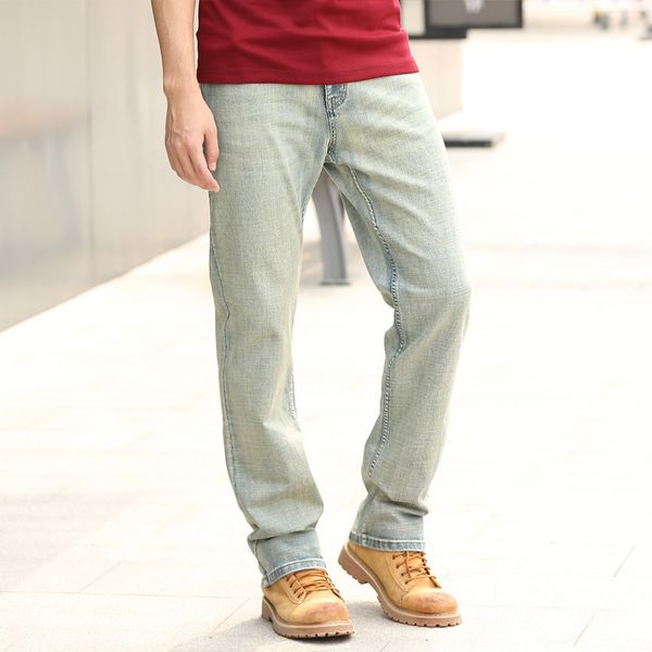 spring and autumn men's jeans light blue elastic denim hip hop skateboard pants