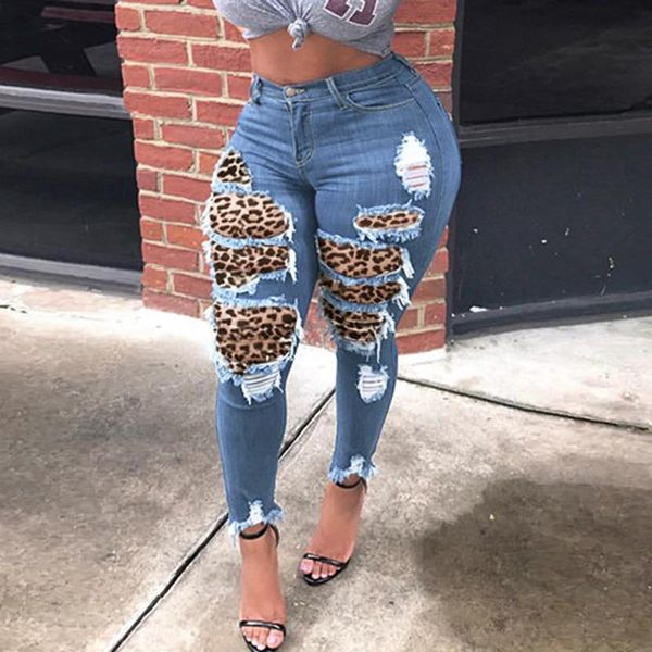 women's jeans casual slim hole leopard patchwork long ripped denim pants push up high waist for women #g1, Blue
women's jeans casual slim hole leopard patchwork long ripped denim pants push up high waist for women #g1, Blue