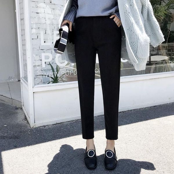 women's pants & capris autumn and winter woolen straight suit high waist, Black;white
women's pants & capris autumn and winter woolen straight suit high waist, Black;white