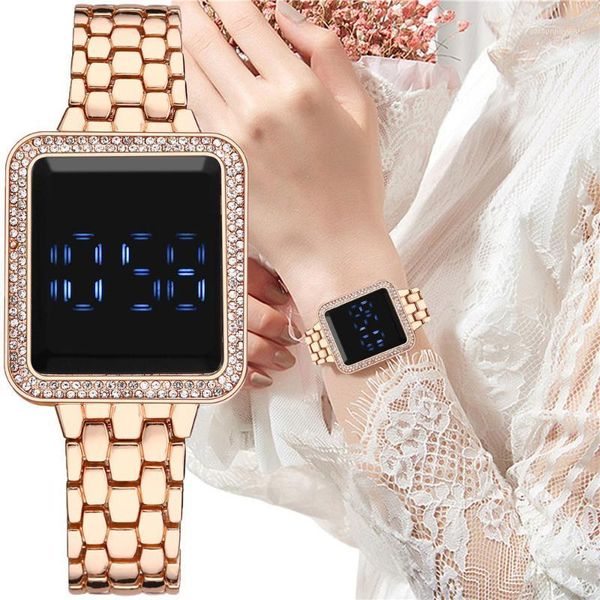 wristwatches square steel band diamond touch screen led electronic watch women's stylish and versatile, Slivery;brown
wristwatches square steel band diamond touch screen led electronic watch women's stylish and versatile, Slivery;brown