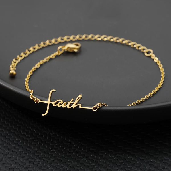 charm bracelets signature letters faith for women men trend cross chain couple stainless steel jewelry friendship gifts, Golden;silver
charm bracelets signature letters faith for women men trend cross chain couple stainless steel jewelry friendship gifts, Golden;silver