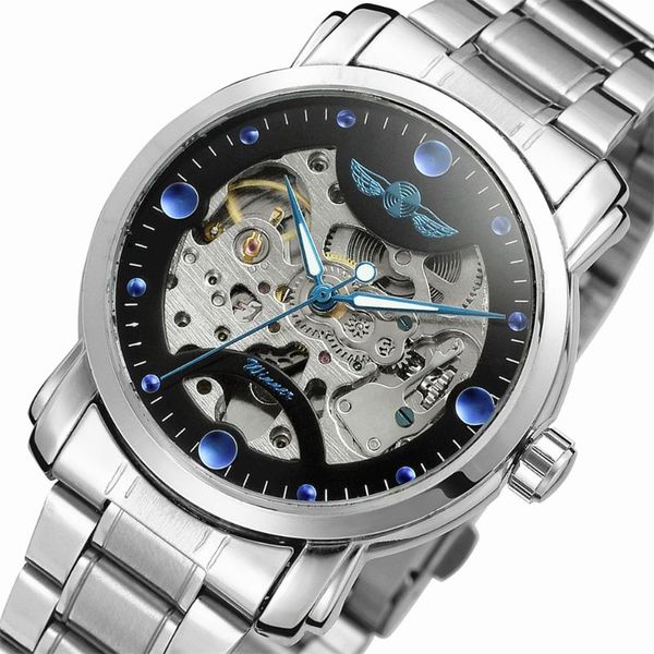 wristwatches winner blue ocean fashion casual designer stainless steel men skeleton mechanical watches automatic clock, Slivery;brown
wristwatches winner blue ocean fashion casual designer stainless steel men skeleton mechanical watches automatic clock, Slivery;brown