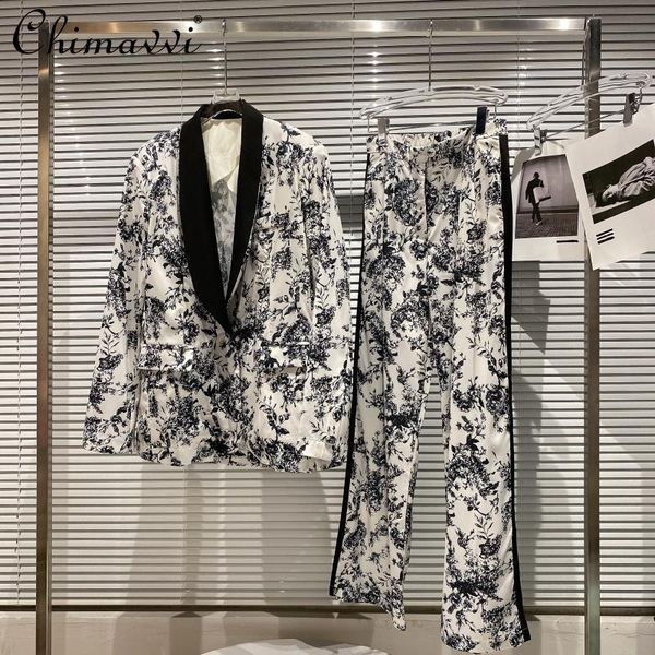 women's two piece pants 2021 summer clothes 2 set fashion floral ink retro blazer suit coat side casual elegant outfit feminine, White
women's two piece pants 2021 summer clothes 2 set fashion floral ink retro blazer suit coat side casual elegant outfit feminine, White