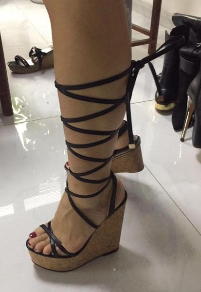 handmade women's wadge heel sandals cross-straps real pos party summer shoes evening club fashion, Black
handmade women's wadge heel sandals cross-straps real pos party summer shoes evening club fashion, Black