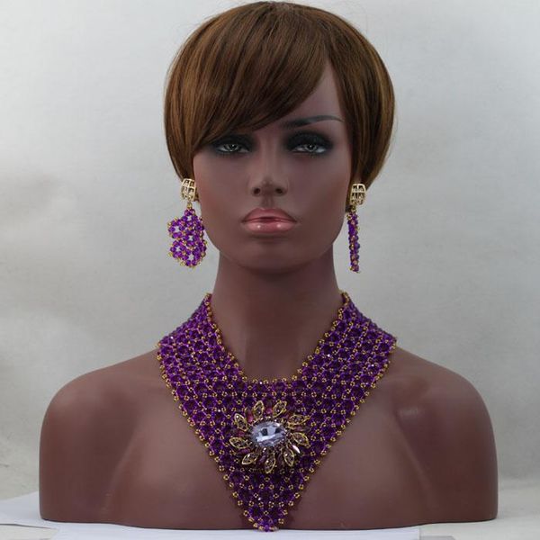 earrings & necklace purple gorgeous african beads jewelry set wedding arrival hx196, Silver
earrings & necklace purple gorgeous african beads jewelry set wedding arrival hx196, Silver
