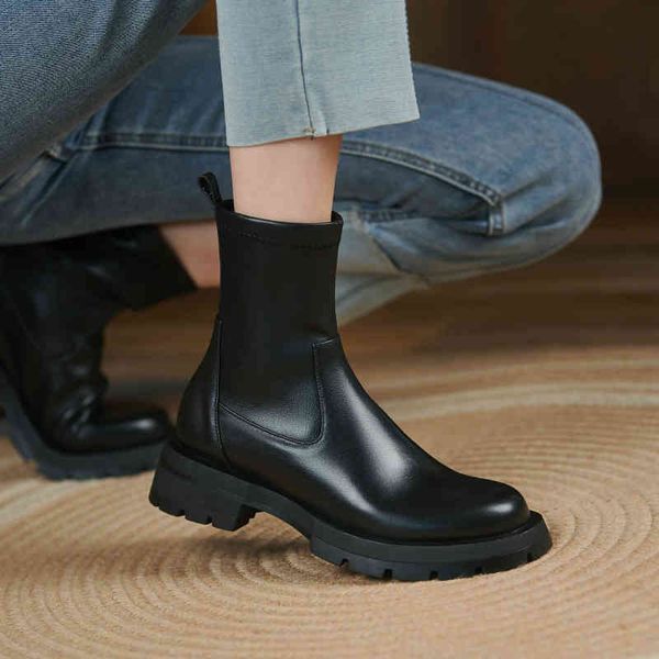 dress shoes qutaa 2022 round toe fashion ankle boots square heel short winter genuine leather slip on women big size 34-43 kg5w, Black
dress shoes qutaa 2022 round toe fashion ankle boots square heel short winter genuine leather slip on women big size 34-43 kg5w, Black