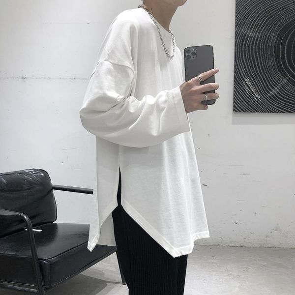 men's t-shirts autumn korean split t-shirt fashion solid color cotton casual t shirt men streetwear wild loose long-sleeved tshirt, White;black
men's t-shirts autumn korean split t-shirt fashion solid color cotton casual t shirt men streetwear wild loose long-sleeved tshirt, White;black